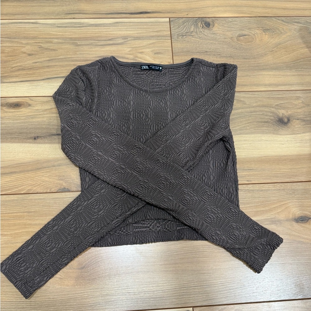 Zara Women's Textured Dark Brown long sleeve